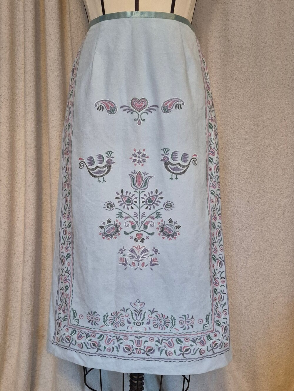Pale Blue Folk Design Skirt